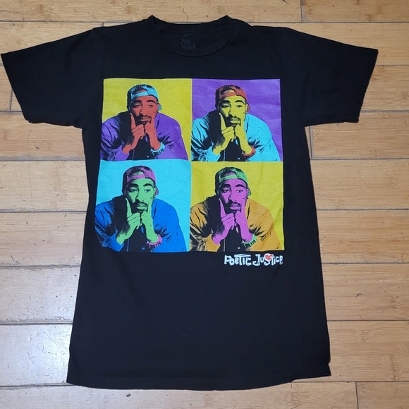 Poetic Justice Tupac Large Graphic Men's S  Black Tee Shirt - Picture 1 of 3